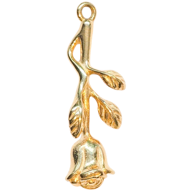 Gold Rose Stem Charm