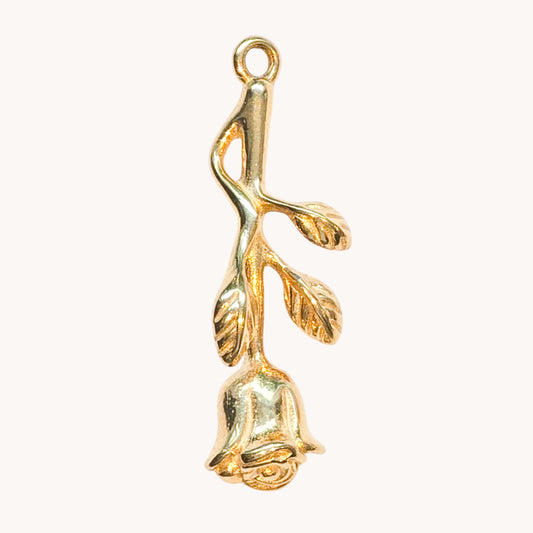 Gold Rose Stem Charm