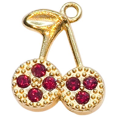 Gold Ruby Cherry Charm