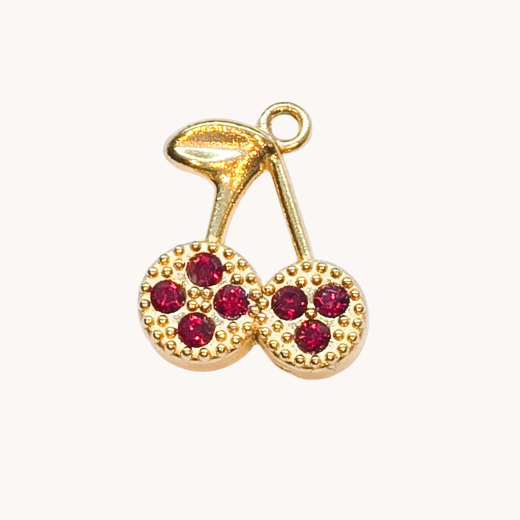 Gold Ruby Cherry Charm