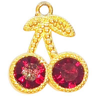 Gold Ruby Red Cherry Charm