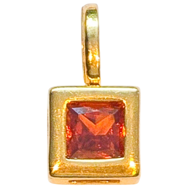 Gold Ruby Square Charm