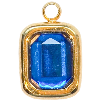 Gold Sapphire Rectangle Charm