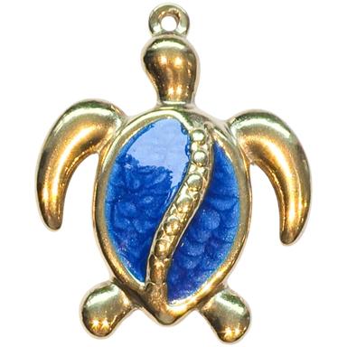 Gold Sapphire Turtle Charm