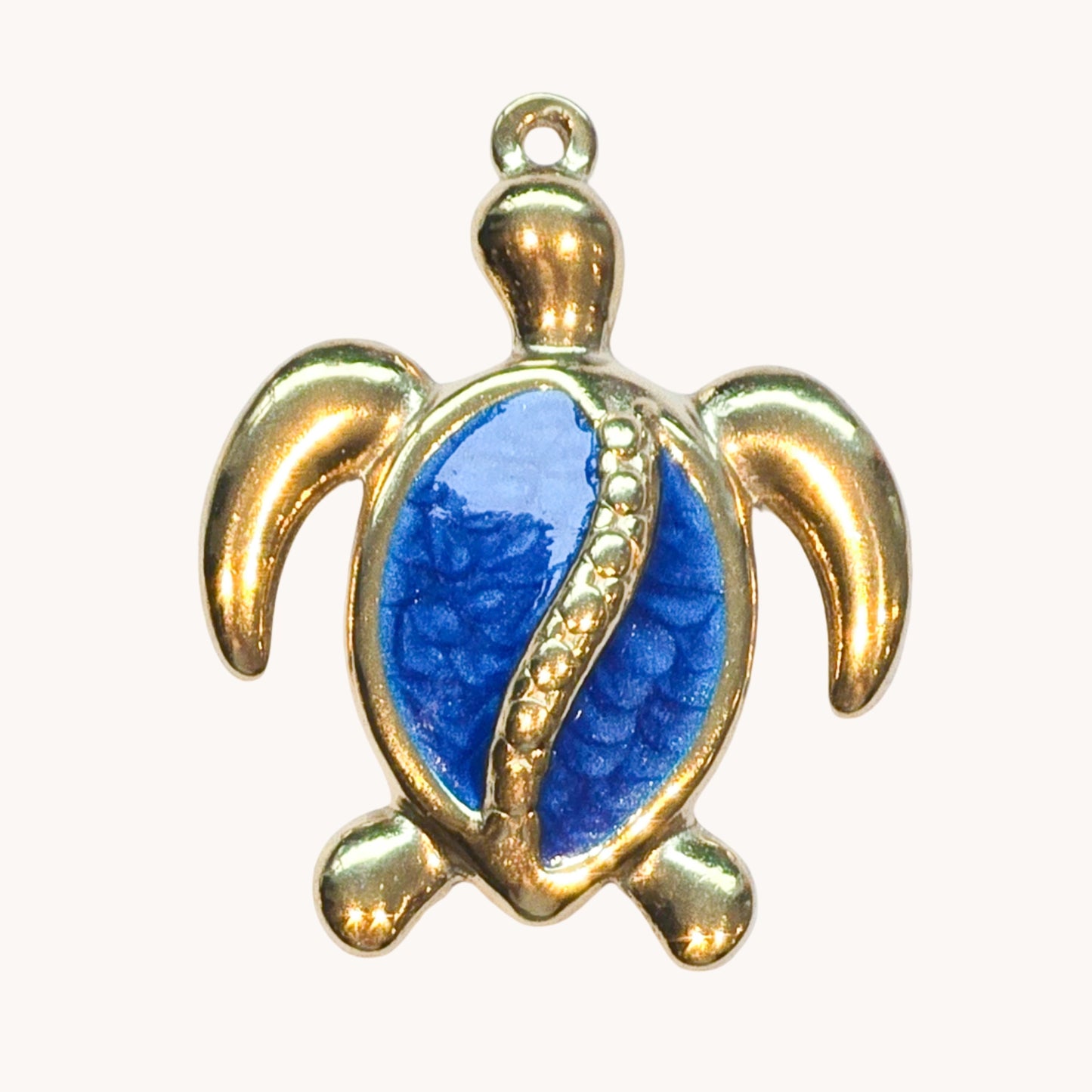 Gold Sapphire Turtle Charm