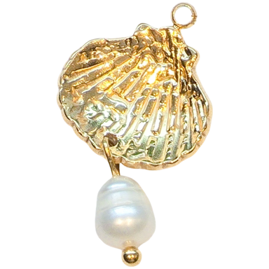 Gold Shell Pearl Drop Charm