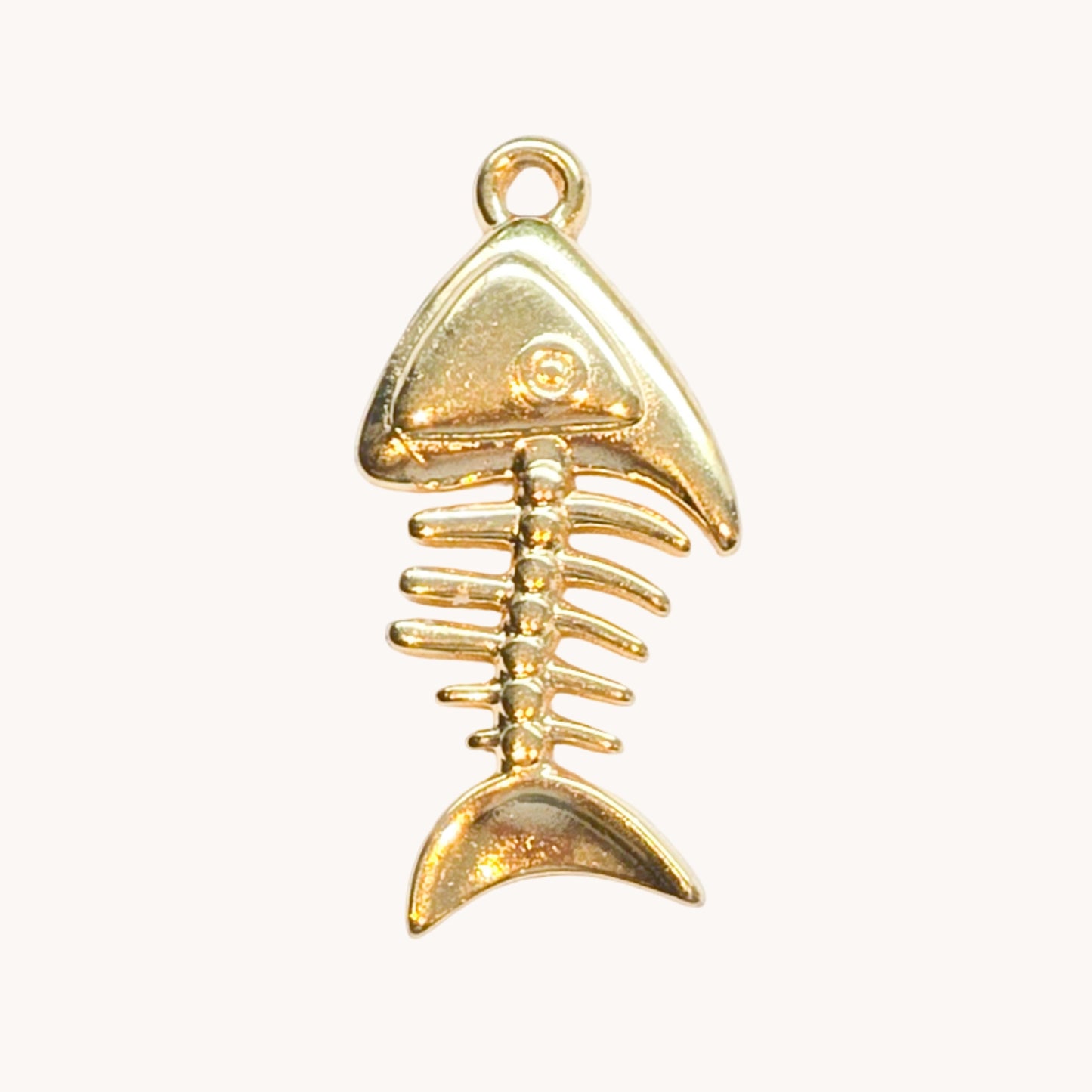 Gold Skeleton Fish Bone Charm
