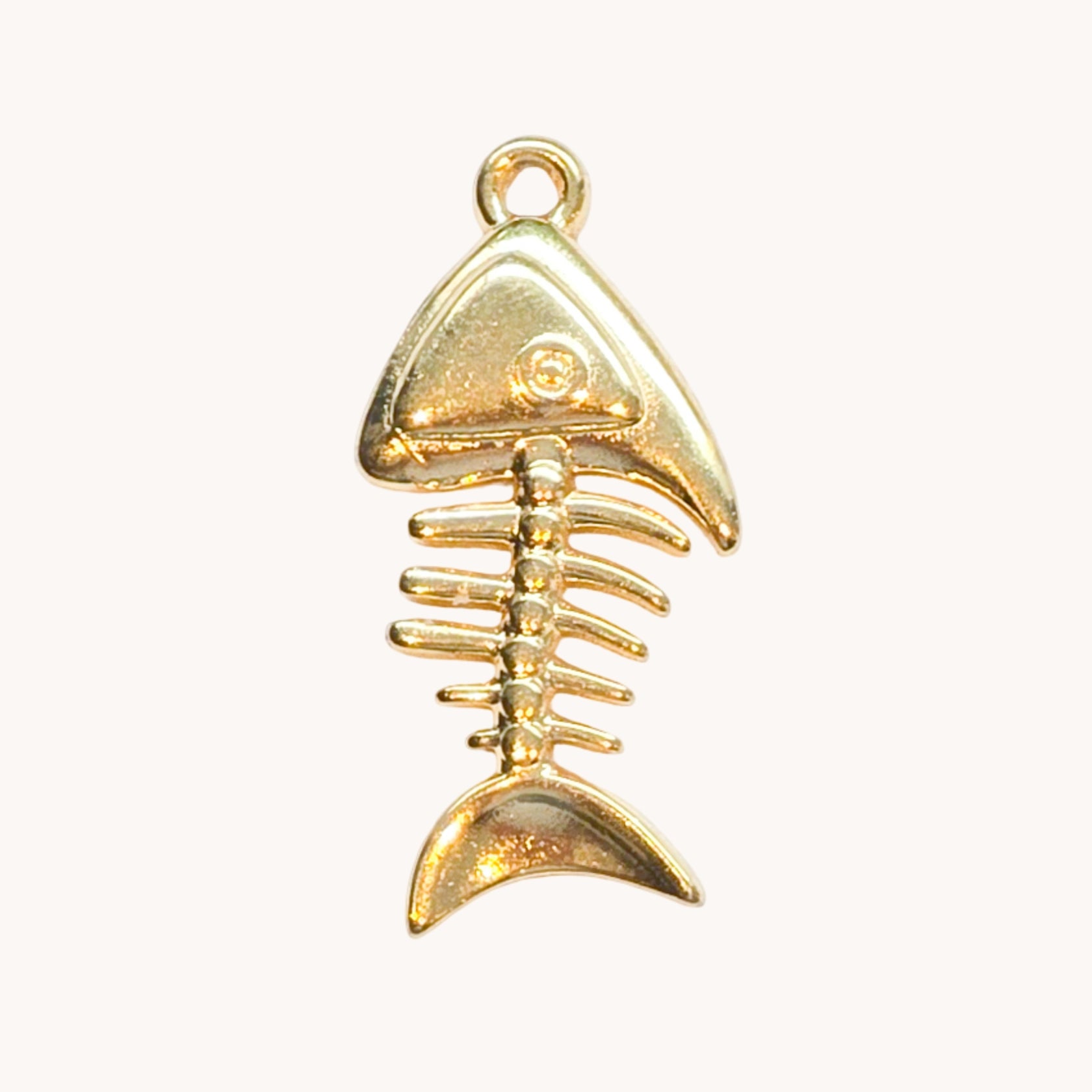 Gold Skeleton Fish Bone Charm