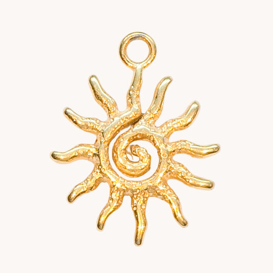 Gold Spiral Sun Charm