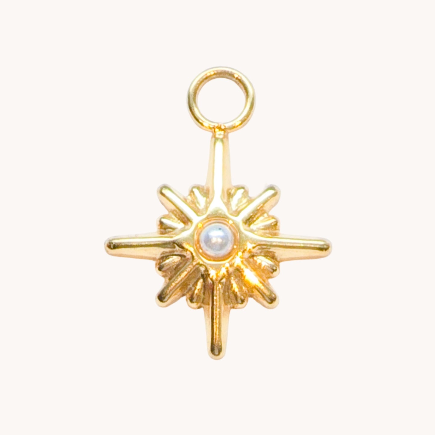 Gold Starburst Pearl Charm