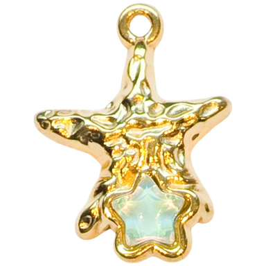 Gold Starfish Opal Drop Charm