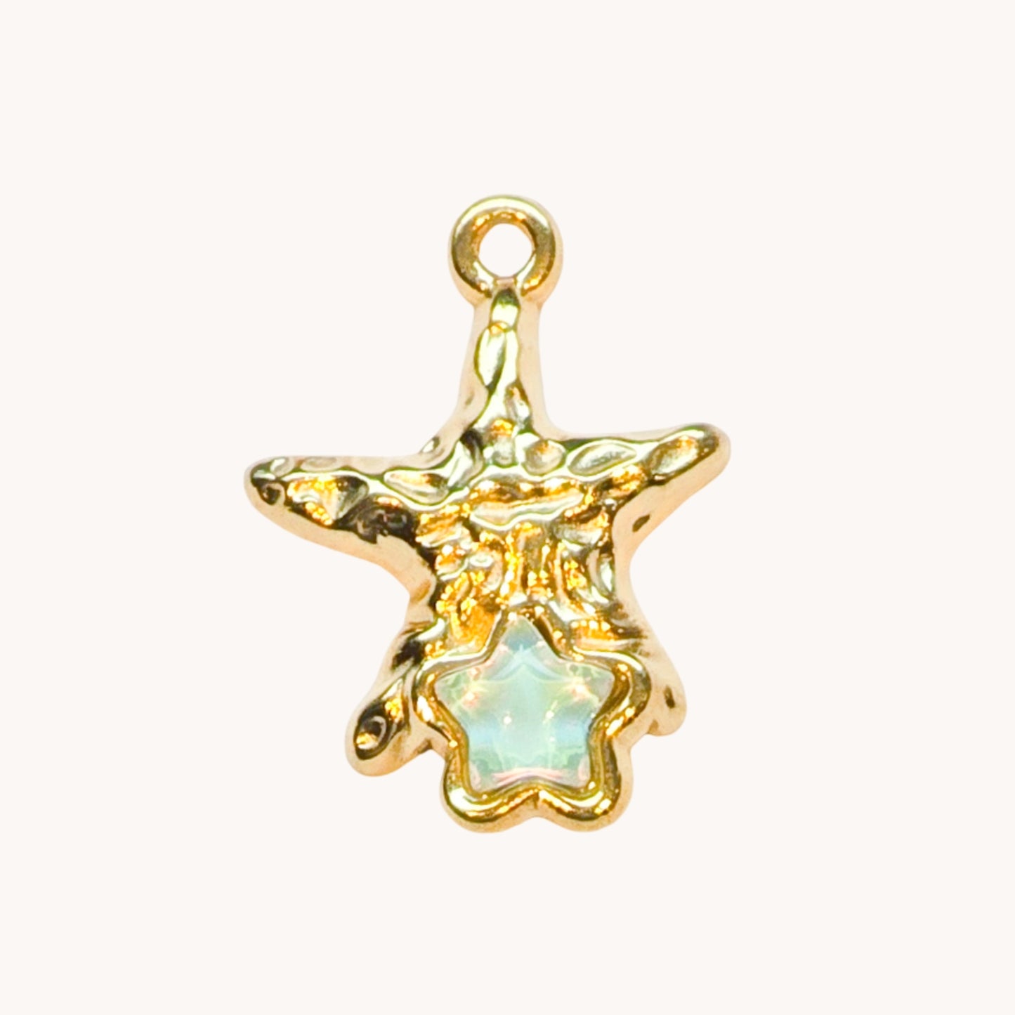 Gold Starfish Opal Drop Charm