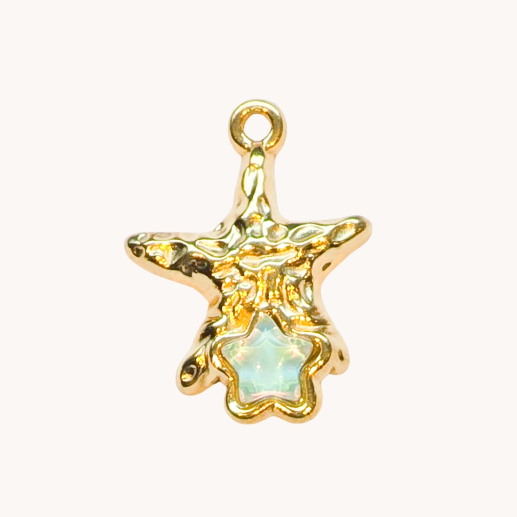 Gold Starfish Opal Drop Charm