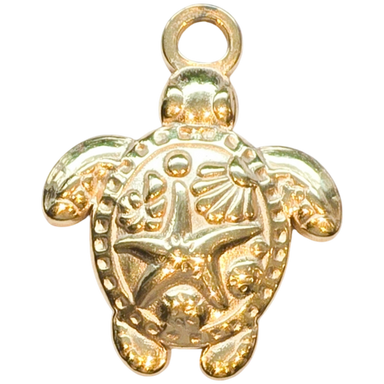 Gold Starfish Turtle Charm