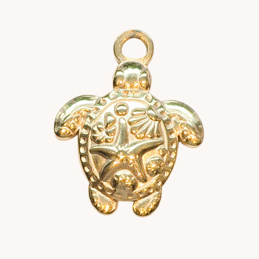 Gold Starfish Turtle Charm