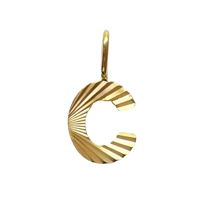 Gold Sunburst Initial Charm