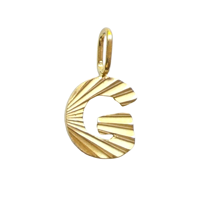 Gold Sunburst Initial Charm