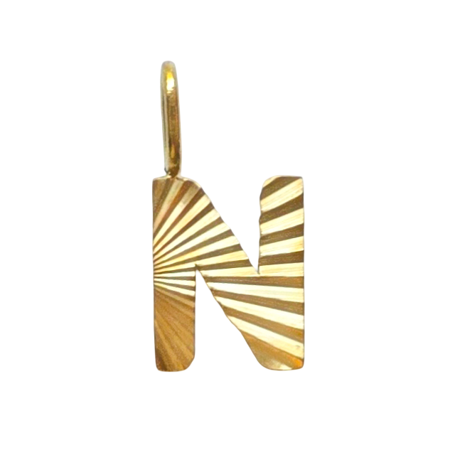 Gold Sunburst Initial Charm