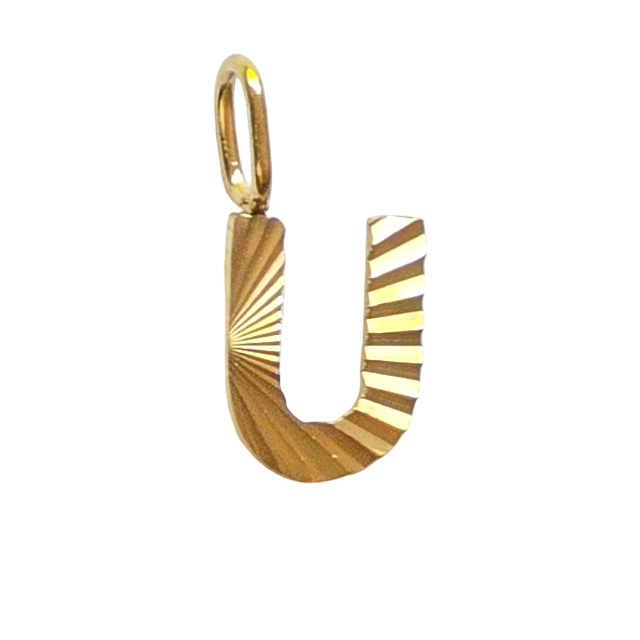 Gold Sunburst Initial Charm