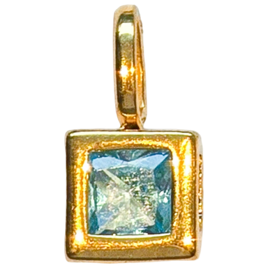 Gold Teal Gem Square Charm
