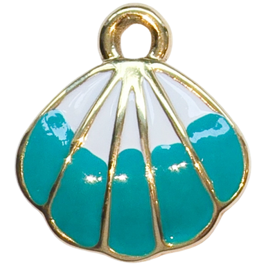 Gold Teal Scallop Shell Charm