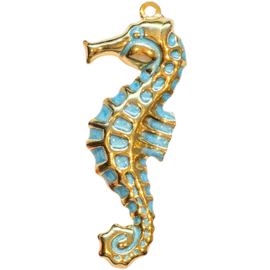 Gold Teal Seahorse Charm