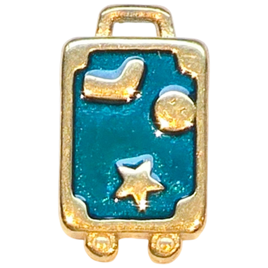 Gold Teal Suitcase Charm