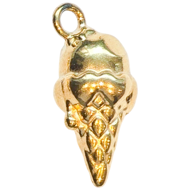 Gold Textured Ice Cream Cone Charm