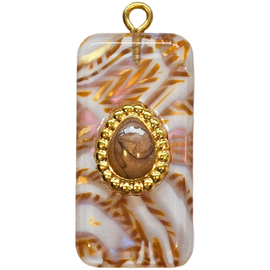 Gold Tortoiseshell Rectangle Charm