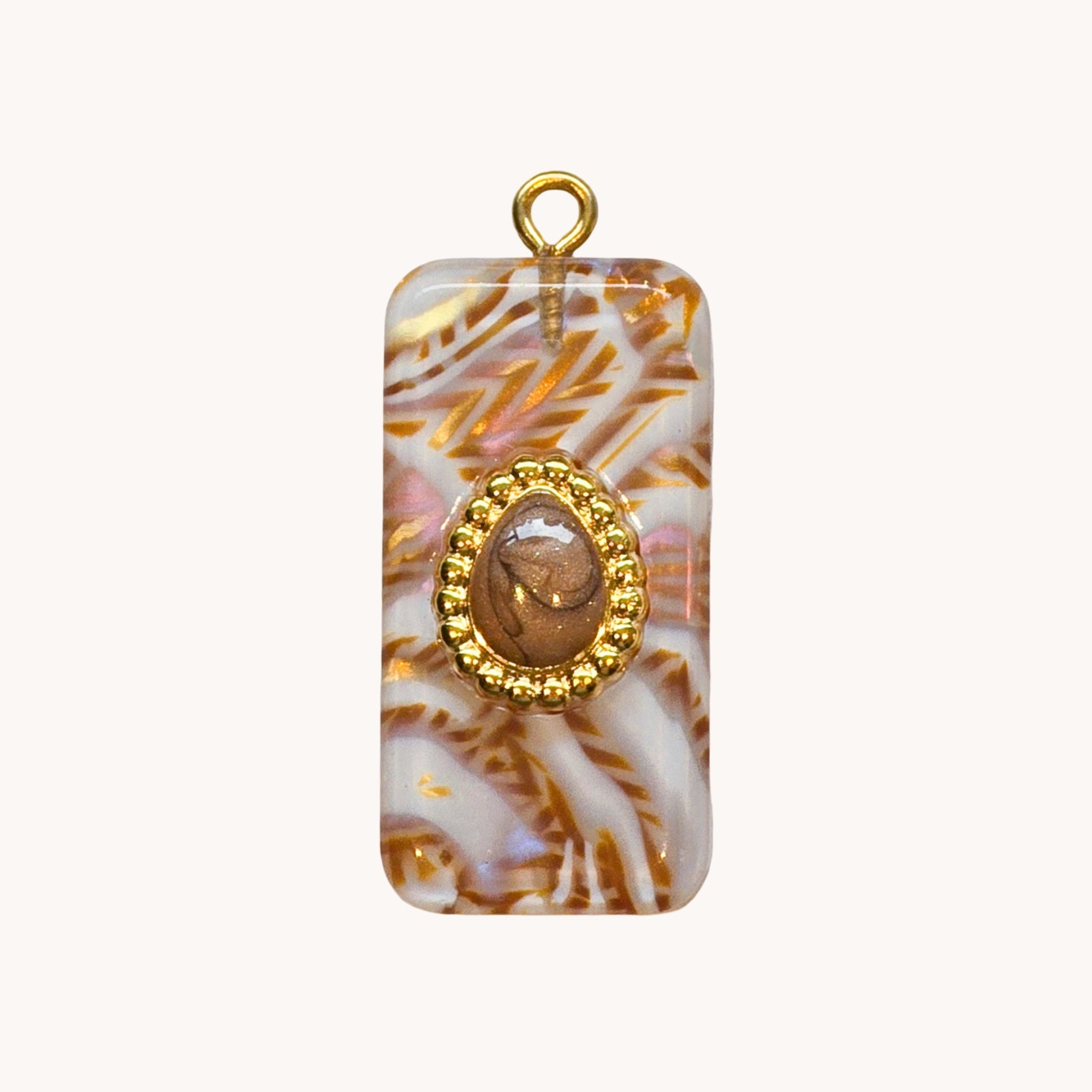 Gold Tortoiseshell Rectangle Charm