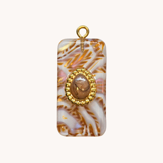 Gold Tortoiseshell Rectangle Charm