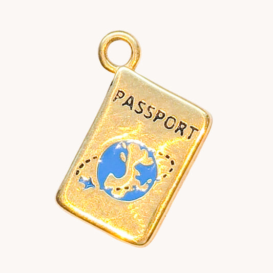 Gold Travel Passport Charm