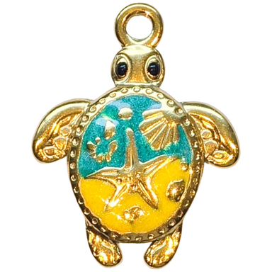 Gold Tropical Turtle Charm
