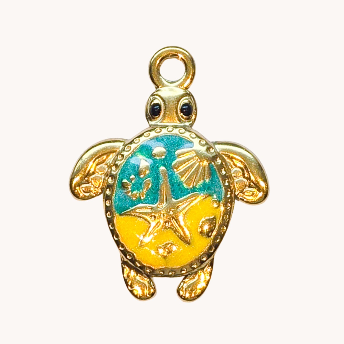Gold Tropical Turtle Charm