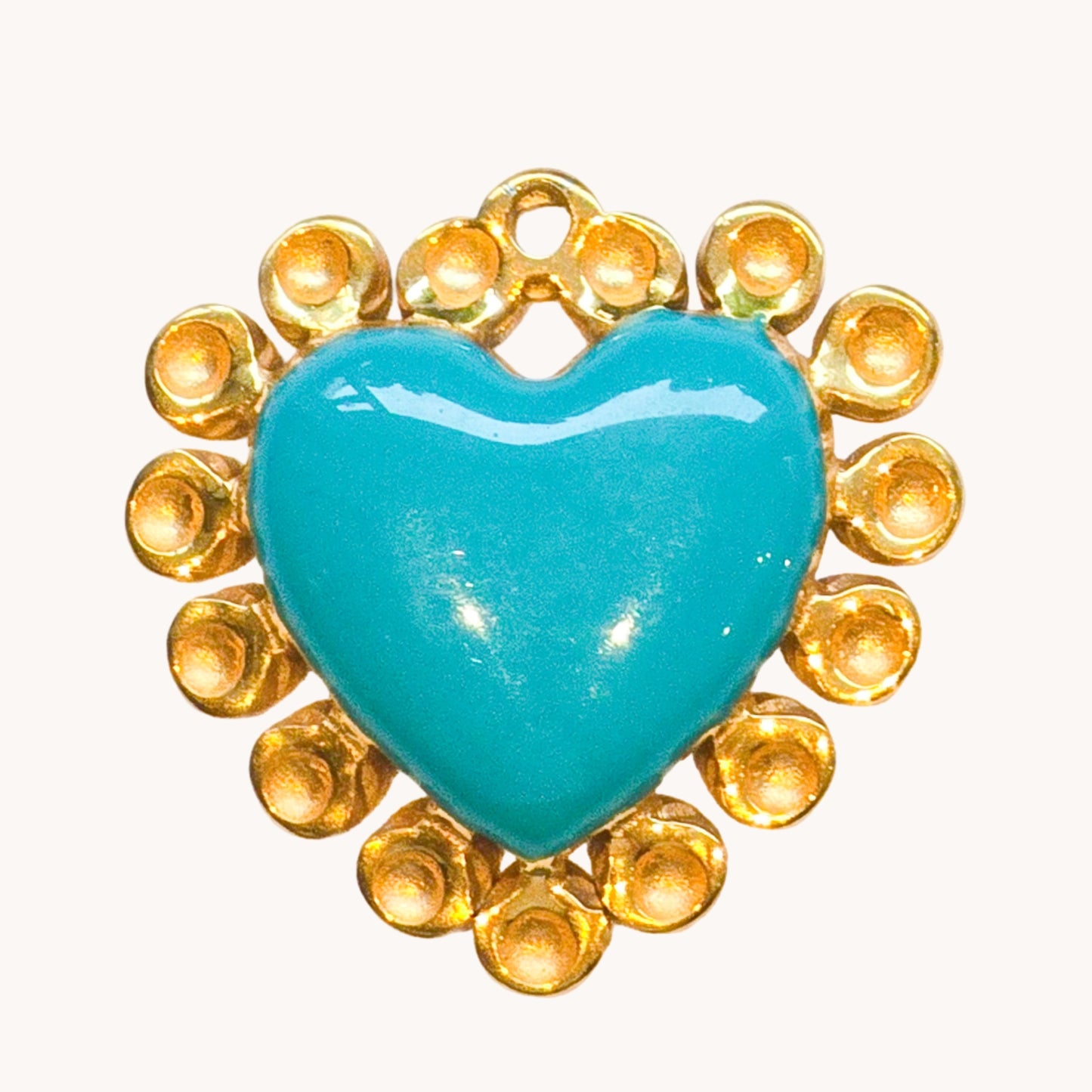 Gold Turquoise Heart Charm