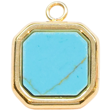 Gold Turquoise Square Charm