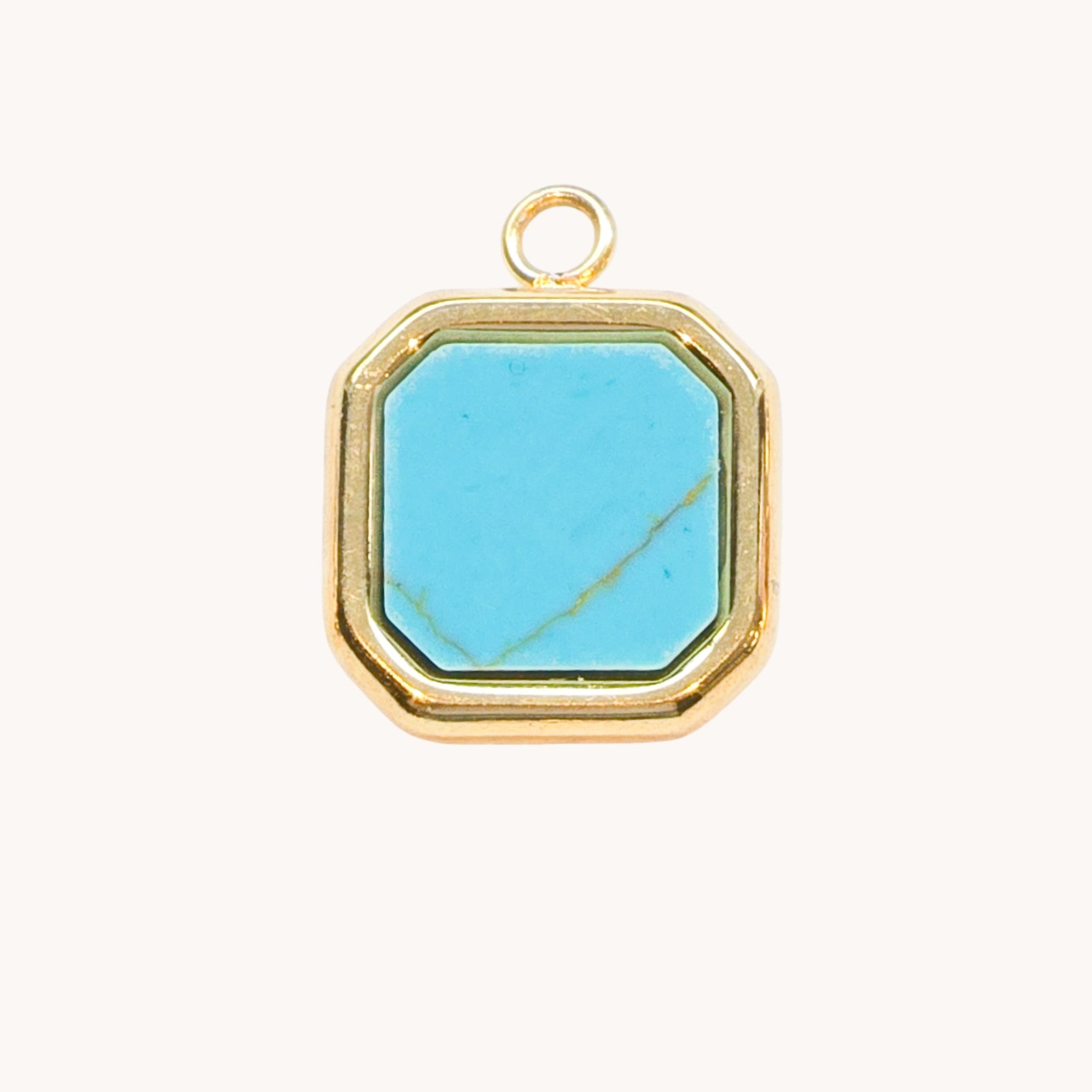 Gold Turquoise Square Charm