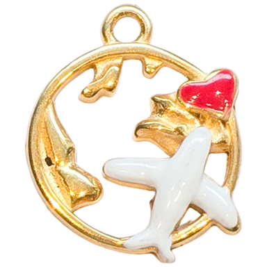 Gold Vacation Airplane Charm