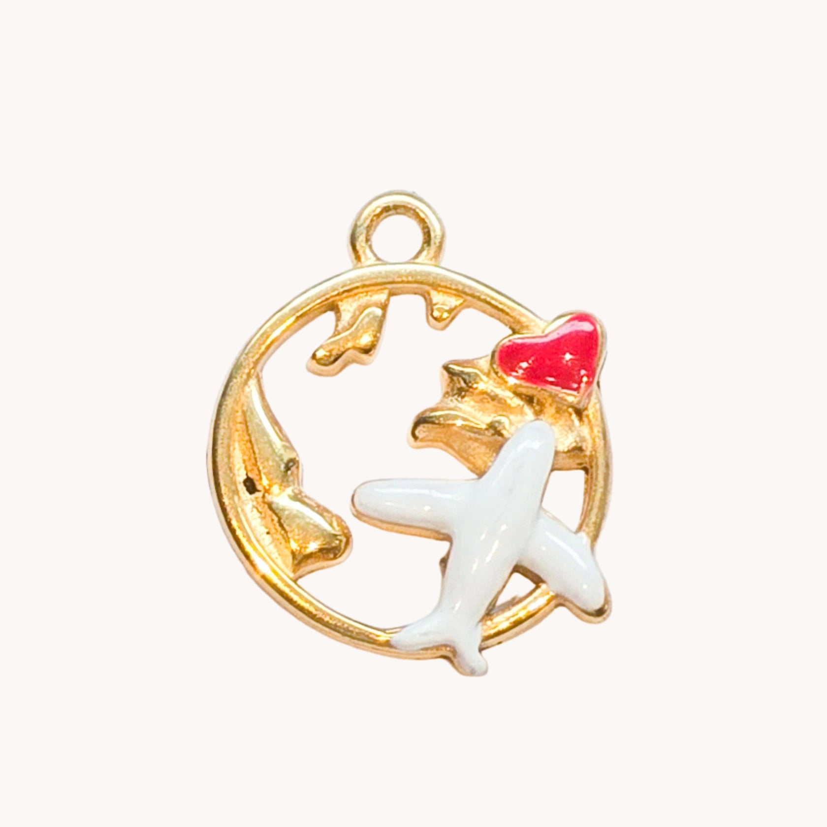 Gold Vacation Airplane Charm