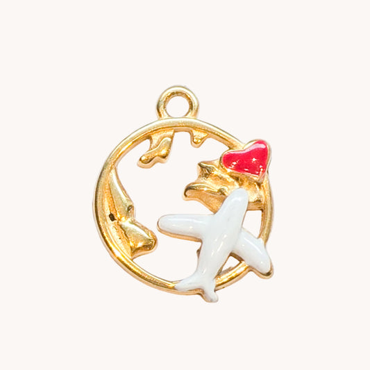 Gold Vacation Airplane Charm