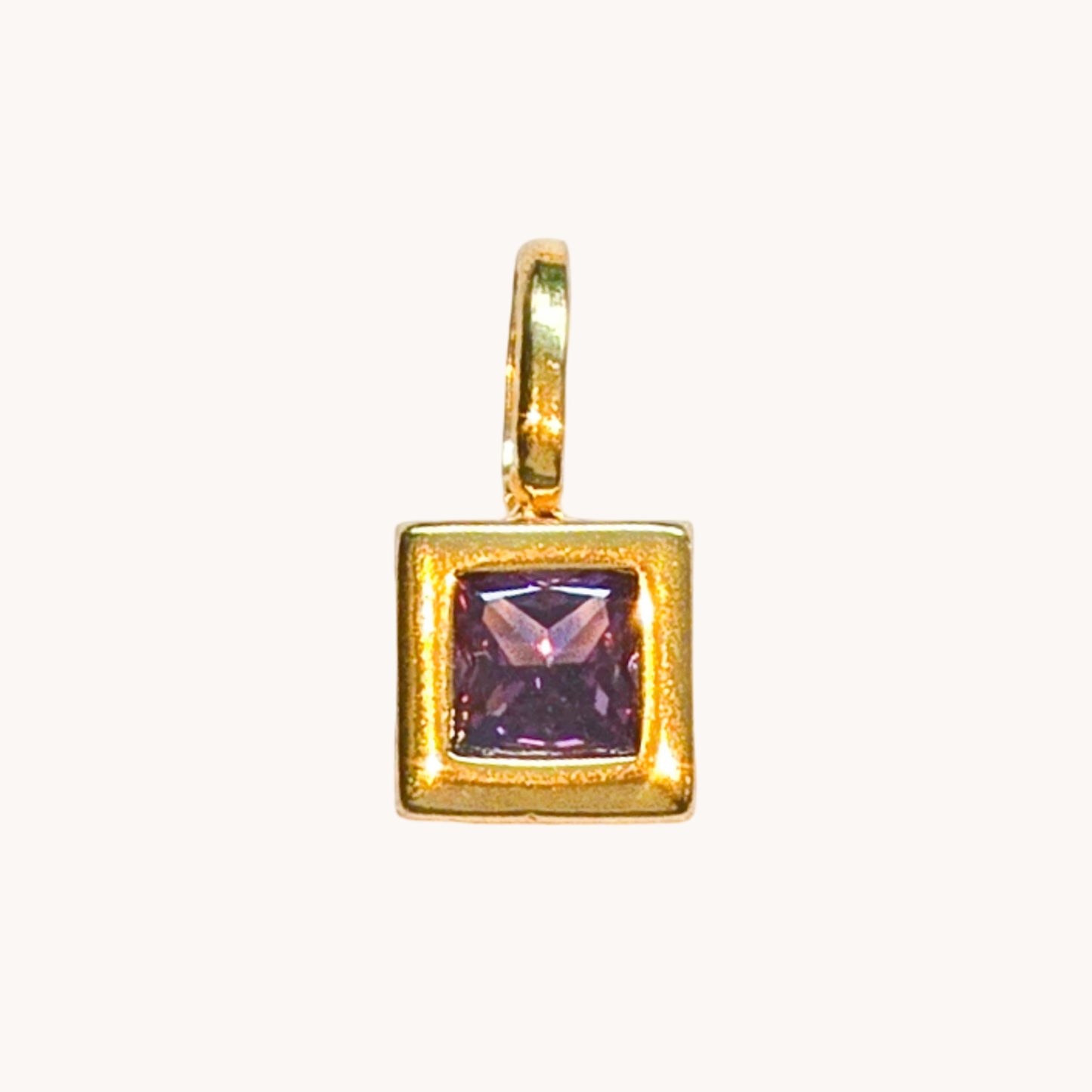 Gold Violet Square Charm