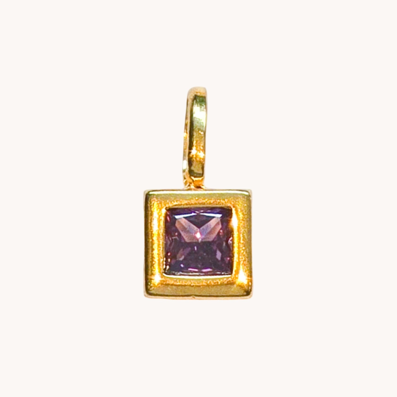 Gold Violet Square Charm