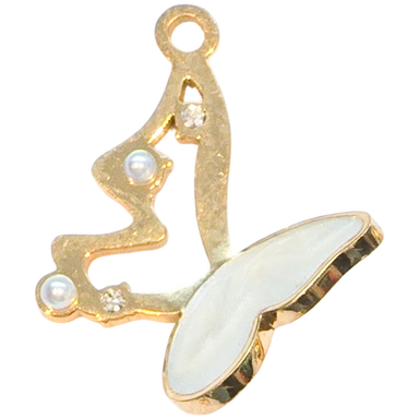 Gold White Butterfly Charm