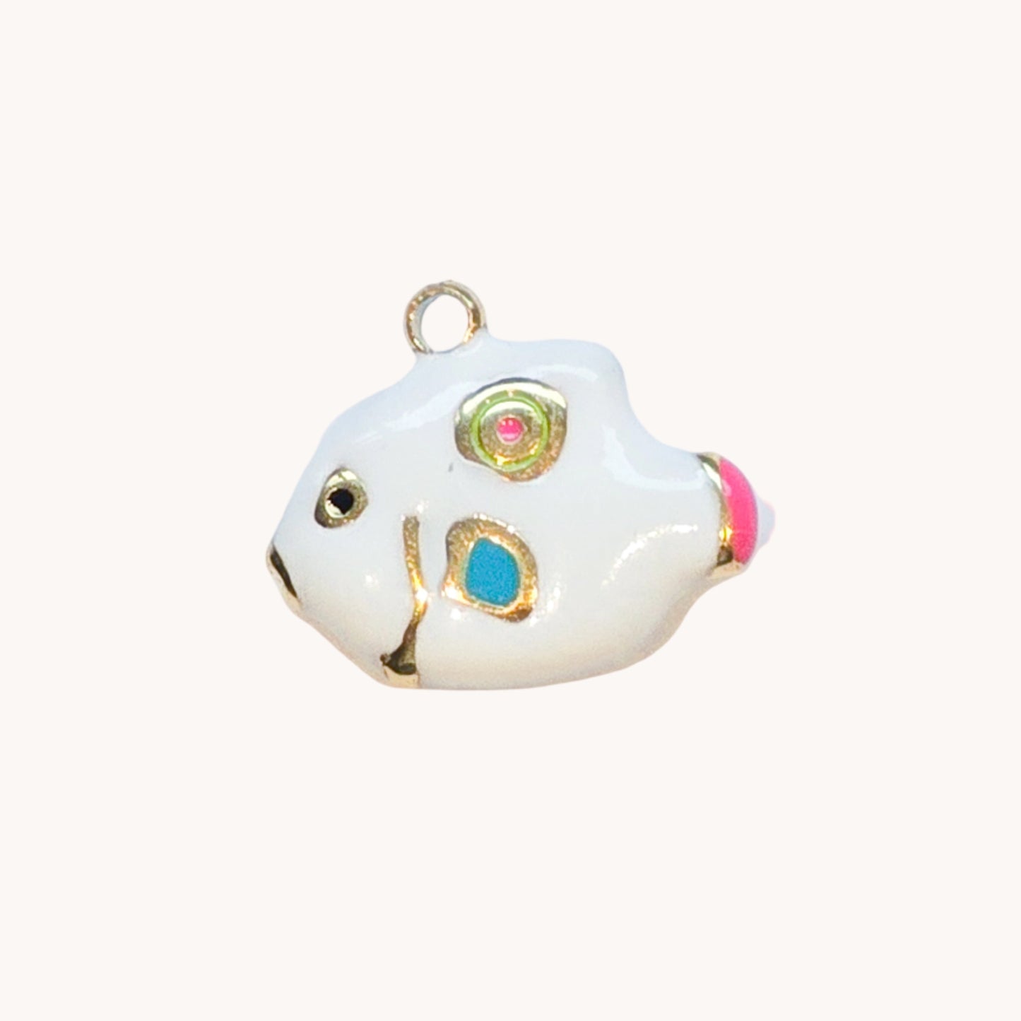 Gold White Fish Charm