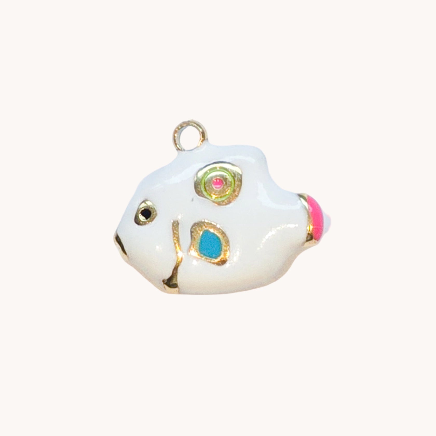 Gold White Fish Charm
