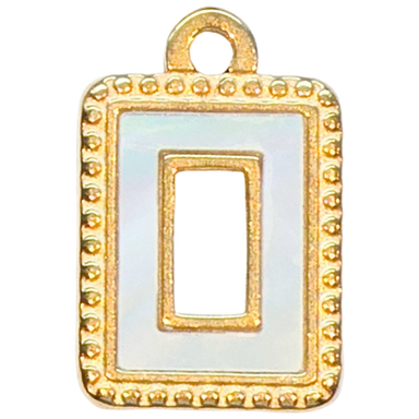 Gold White Rectangle Frame Charm
