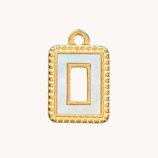 Gold White Rectangle Frame Charm