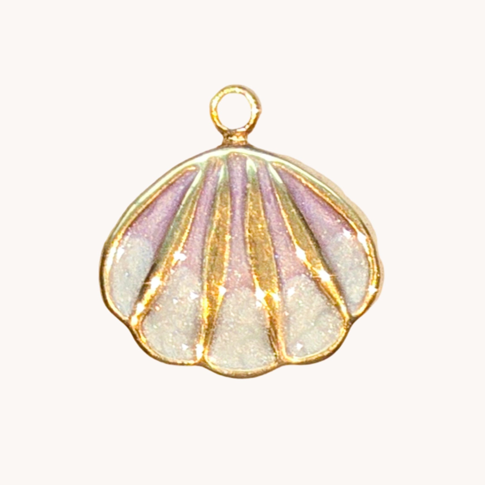 Gold White Shell Charm