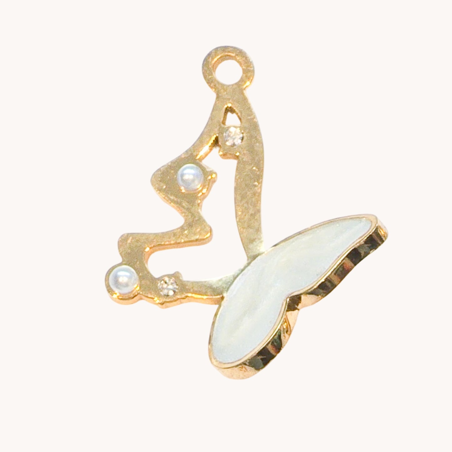Gold White Wave Charm