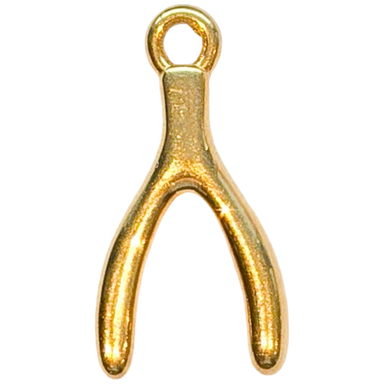 Gold Wishbone Charm